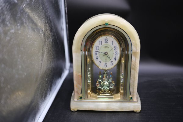 SEIKO/セイコー HW519M EMBLEM 電波時計  大理石 ステップ式 動作確認済 置き時計  レトロ アンティーク拍卖