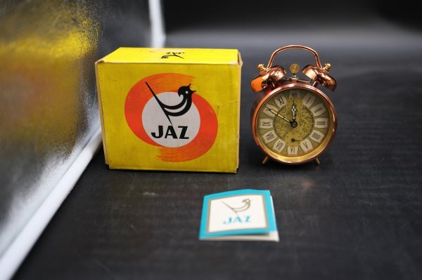 JAZ ゼンマイ式 箱・取説付き 動作確認済 目覚まし時計 レトロ アンティーク拍卖