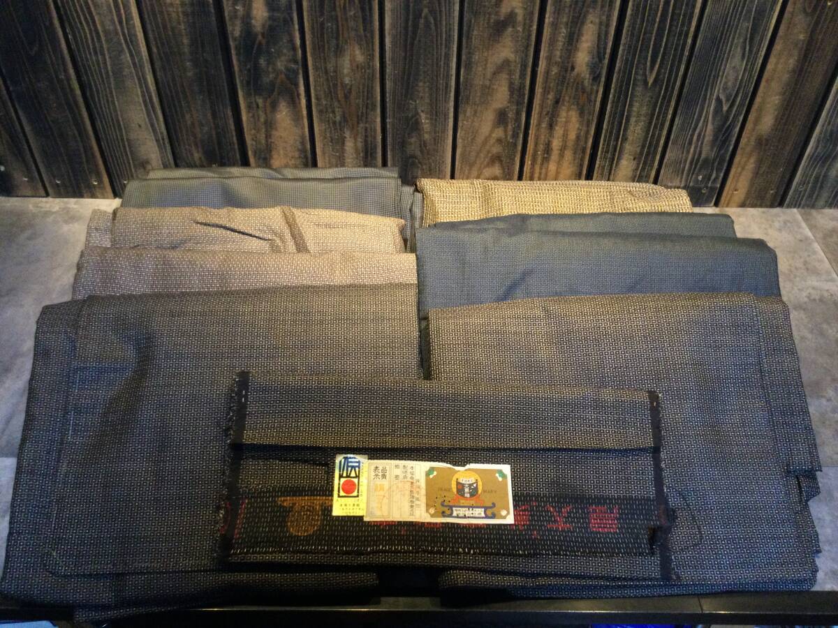 中古品・未使用 男着物 大島紬 正絹他 羽織り アンサンブル着物 5組セット 男性用 和装 和服 和柄 色柄まとめて リメイク 素材 手芸 着物拍卖