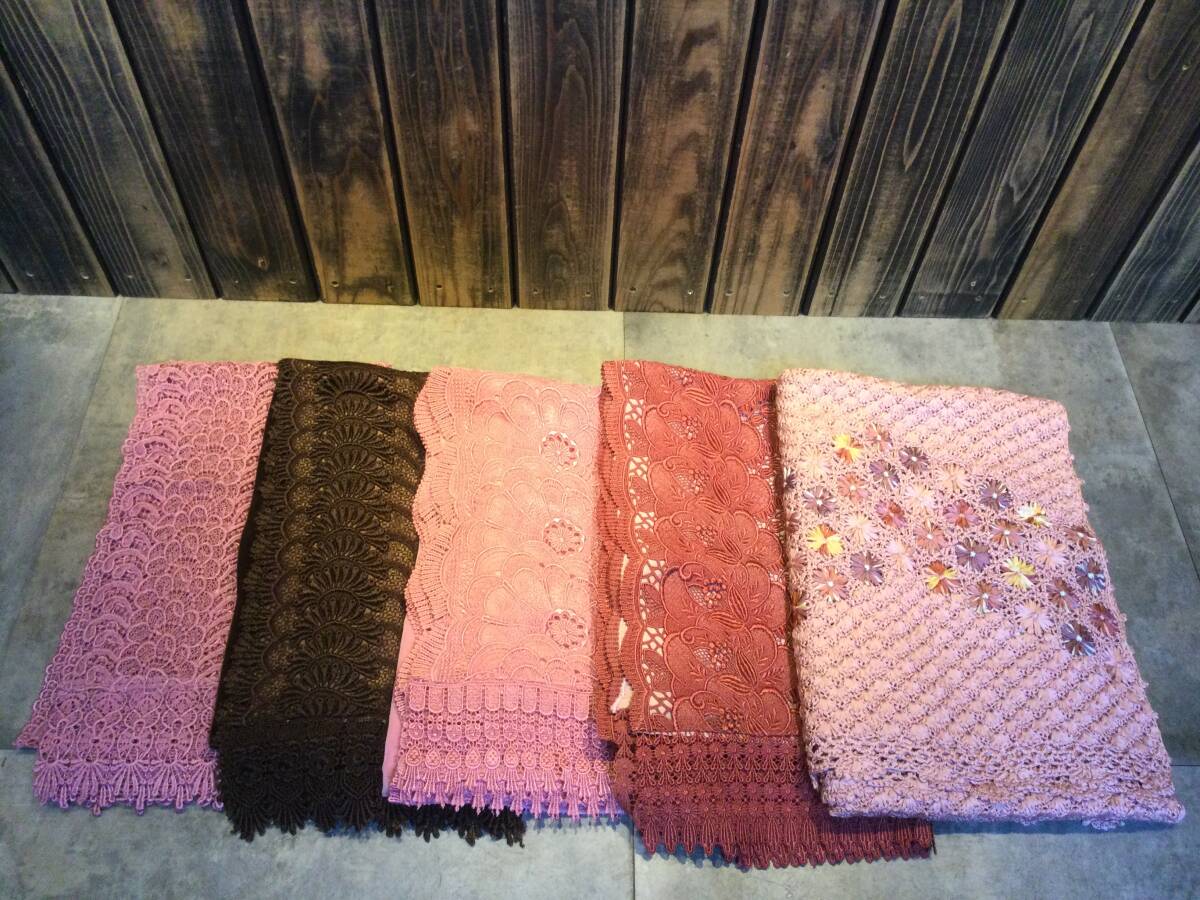 昭和レトロ 中古 着物 ショール 5枚まとめて リメイク素材 レース ハンドメイド 手芸 拍卖
