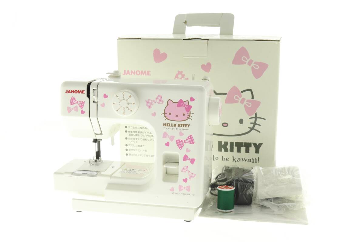 VMPD7-1014-34 JANOME ジャノメ ミシン MODEL 525 HELLO KITTY キティちゃん ハンドメイド ハンドクラフト 付属品付き 通電確認済み 中古拍卖