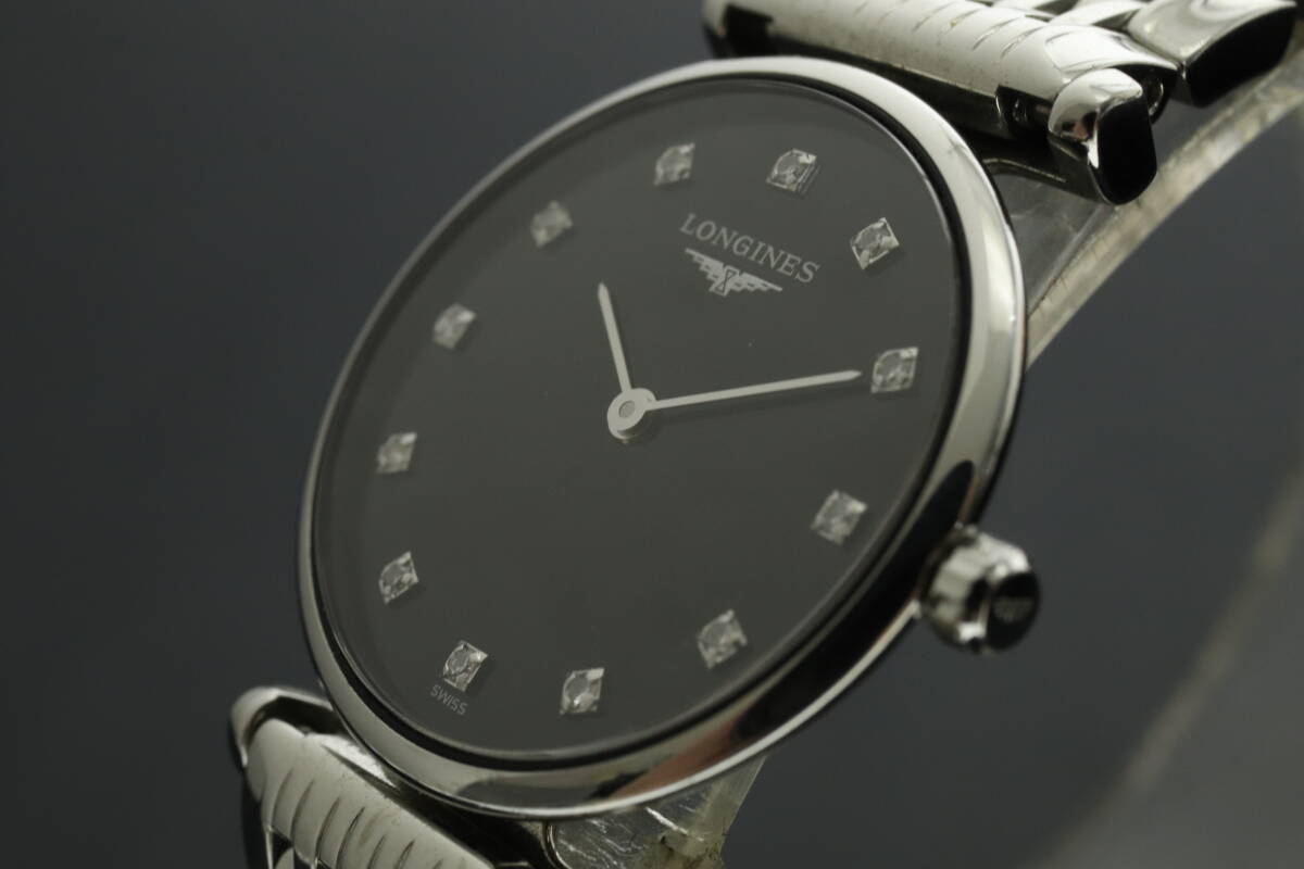 LVSP7-10-29 7T112-5 LONGINES ロンジン 腕時計 L4.209.4 グランドクラシック クォーツ 約36g レディース シルバー 文字盤黒 動作品 中古拍卖