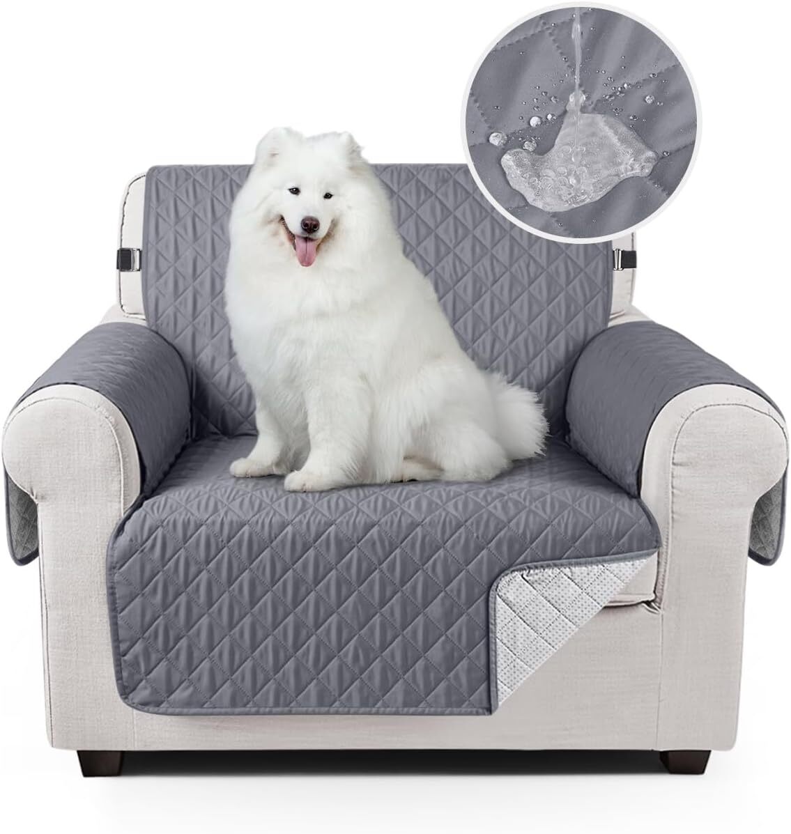 【中古品】【即日発送】【送料無料】TAOCOCO ソファカバー 全面防水 ソファーシート 犬猫対策 毛髪不粘着 滑り止め 1人(グレー色, 1人掛け)拍卖