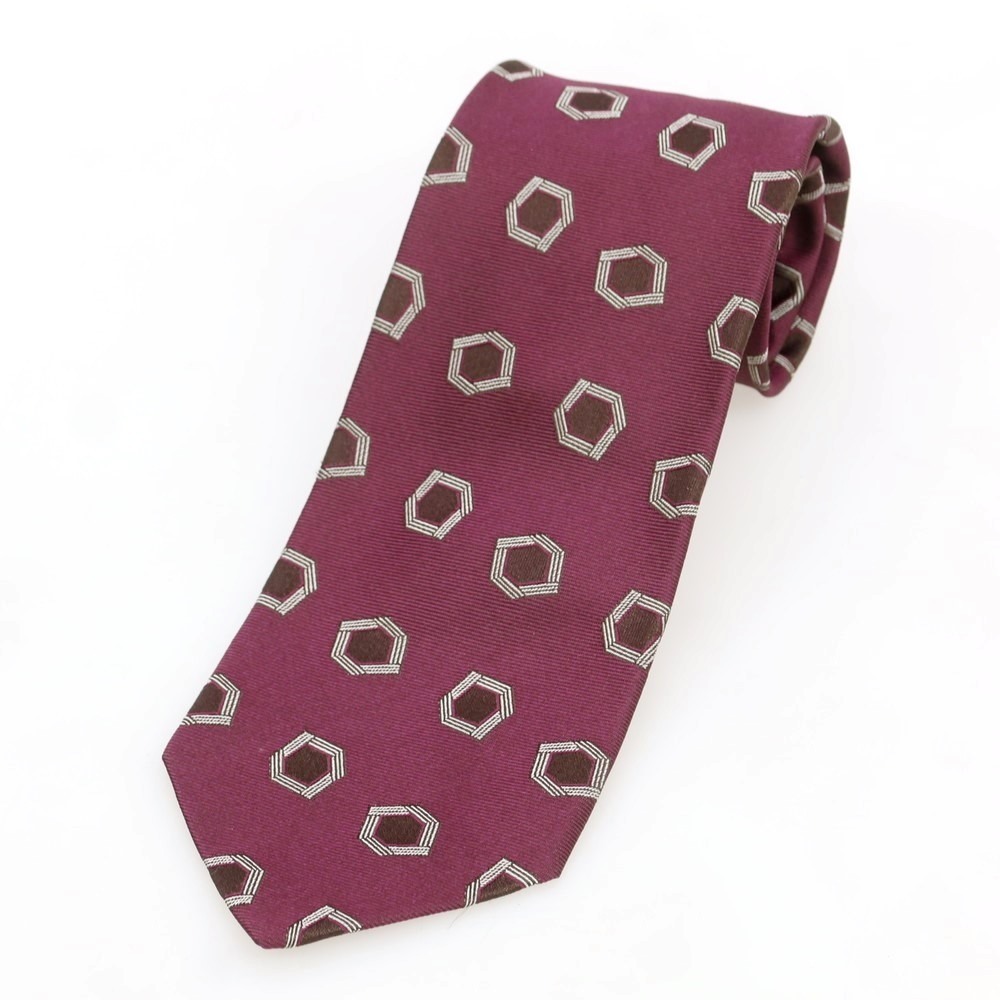 【中古】ルイジ ボレッリ Luigi Borrelli シルク 小紋柄ネクタイ パープル系CPD拍卖