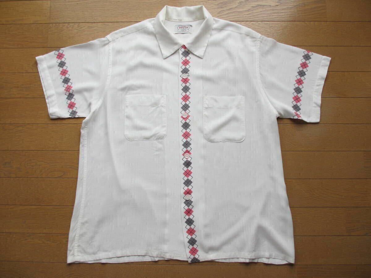 美品 希少 50S 50年代 ヴィンテージ ビンテージ アーガイル ダイア ダイヤ グレー ピンク レーヨン エルビス ロカビリー 後付け 雪柄 白拍卖