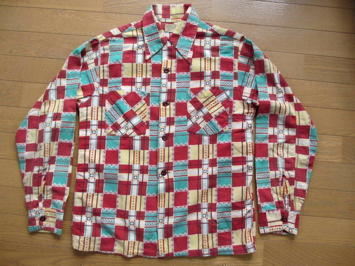 40S~50S 40年代~50年代 DEER CREEK ヴィンテージ ビンテージ プリントネル 幾何学 アトミック 総柄 オリジナル ボックス シャドー オンブレ拍卖