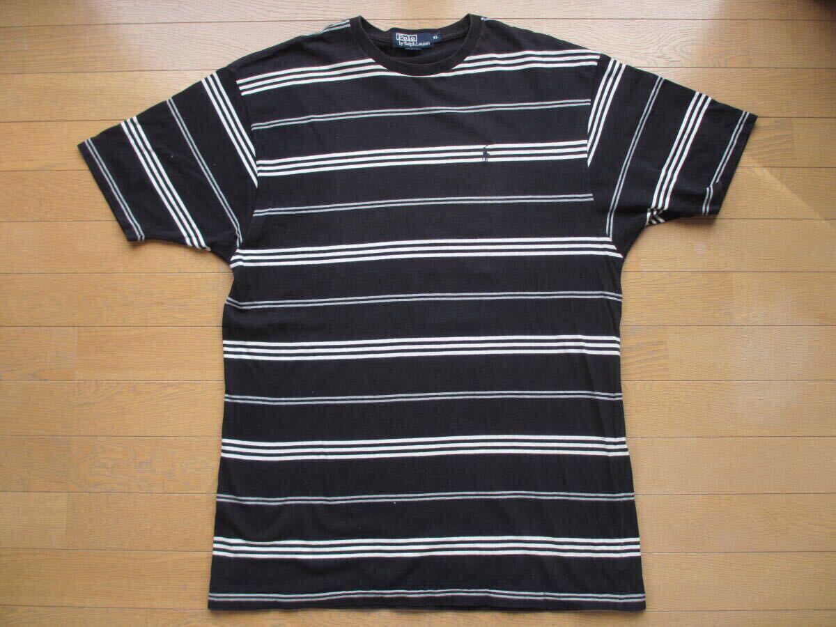美品 90S 90年代 ポロ ラルフローレン POLO RALPH LAUREN 黒 ブラック ボーダー ヴィンテージ オールド ビンテージ アメリカ レア ポロカン拍卖