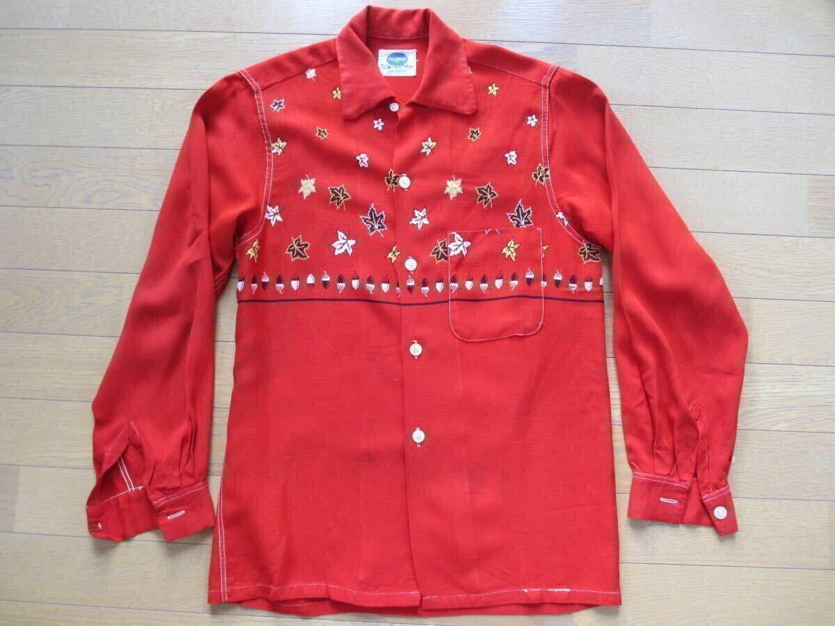 50S 50年代 ヴィンテージ ビンテージ PILGRIM ピルグリム どんぐり 紅葉 レーヨン ギャバ ロカビリー エルビス ループ シャドー ボックス拍卖