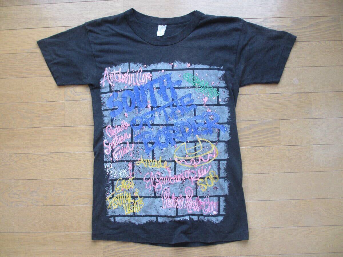 80S 80年代 ヴィンテージ ビンテージ オールド グラフィック 音楽 ミュージック シングル 黒 ブラック ツアー 古着 希少 バンド アメリカ製拍卖