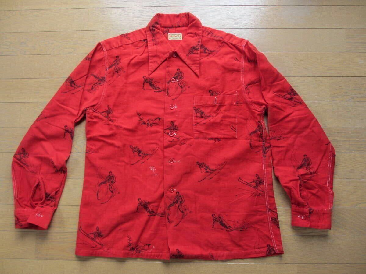 40S 40年代 ヴィンテージ ビンテージ McGREGOR マクレガー ネルシャツ スキー柄 フランネル ロングポイント ボックス 雪柄 30S 30年代 後付拍卖