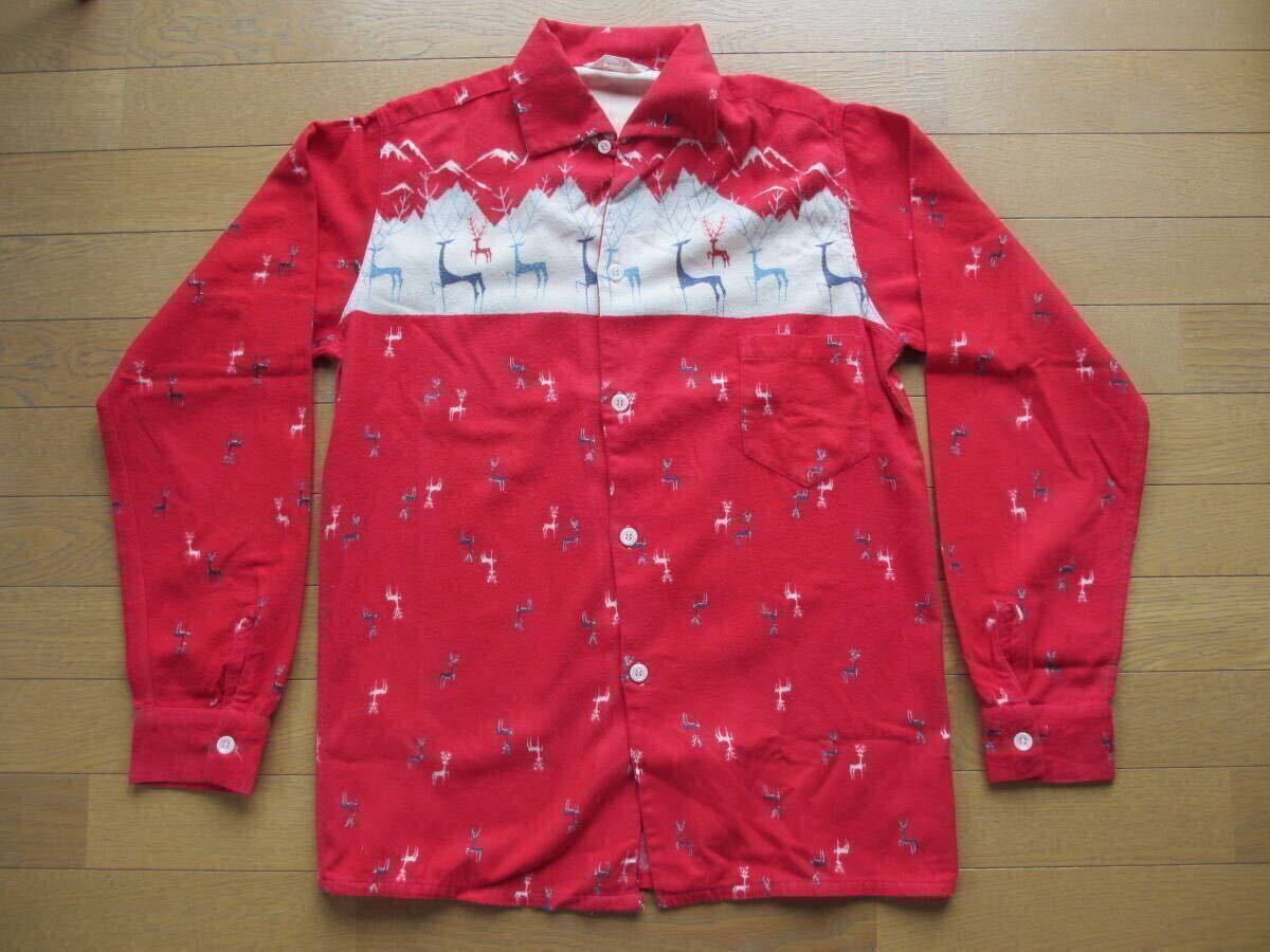 50S~60S 50年代~60年代 ヴィンテージ ビンテージ VINTAGE プリントネル 雪柄 トナカイ スノーフレイク 美品 アーガイル ロカビリー ダイヤ拍卖