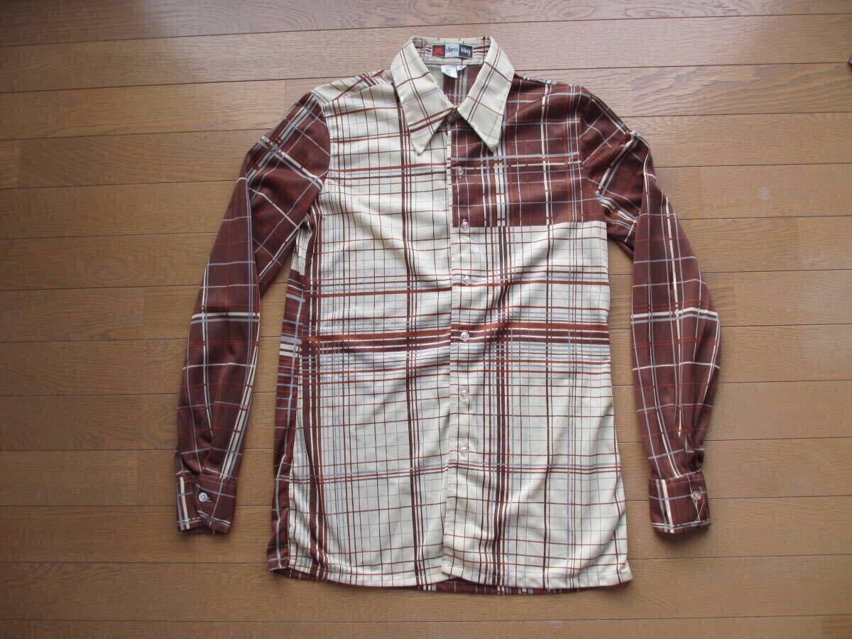 美品 70S 70年代 ヴィンテージ ビンテージ オールド CHESS KING チェスキング ポリシャツ チェック アシンメトリー イーストウエスト 拍卖