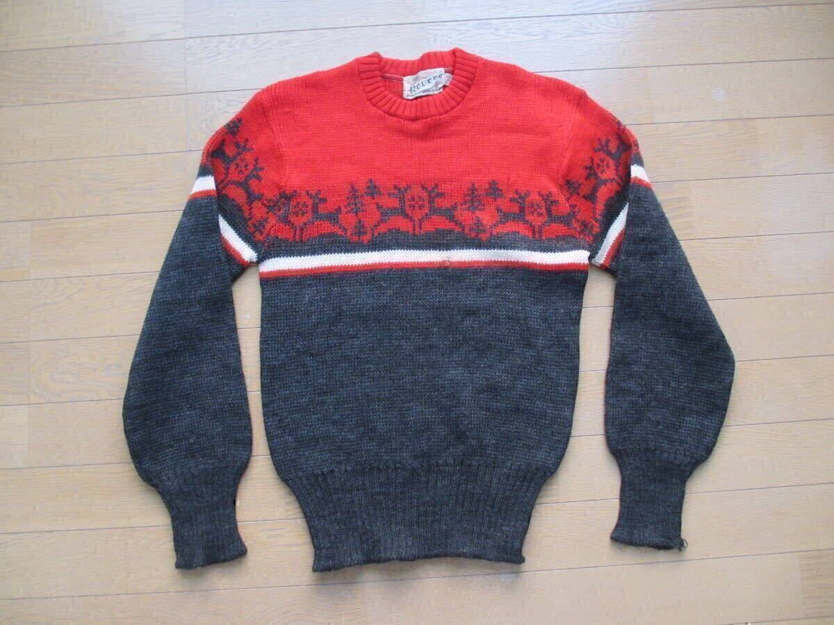 60S 60年代 ヴィンテージ ビンテージ Revere ニット セーター シカ柄 雪柄 希少 絶滅 ジャガード 50S 50年代 トナカイ 40S 40年代 古着拍卖