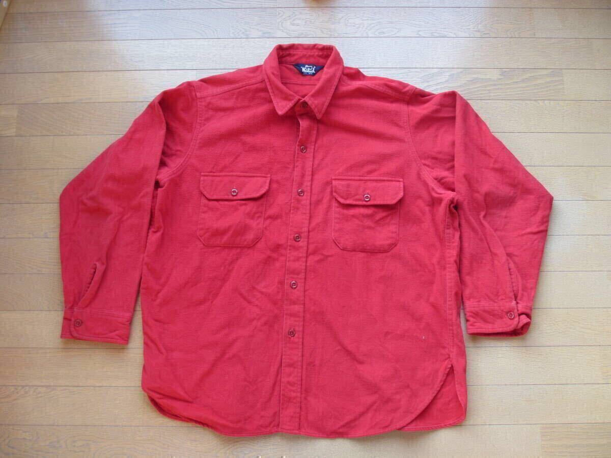 80S 80年代 ヴィンテージ ビンテージ ウールリッチ WOOLRICH ワーク ネルシャツ ヘビー 無地 赤 希少 レア アメカジ オールド ビッグマック拍卖