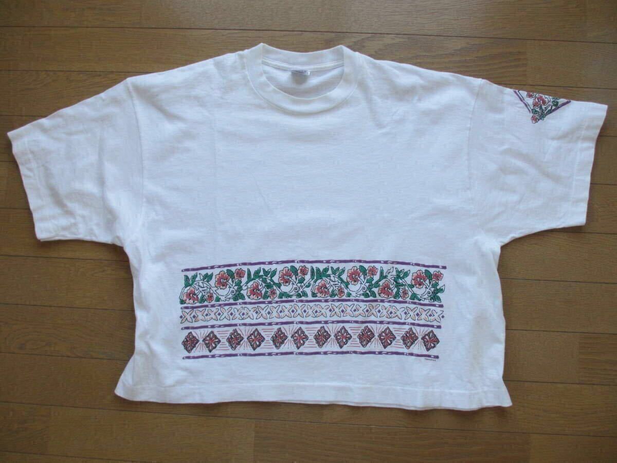 90S 90年代 ヴィンテージ ビンテージ フルーツオブザルーム アメリカ製 ビックT 希少 ショート丈 古着 オシャレ 柄 プリント オーバー 拍卖