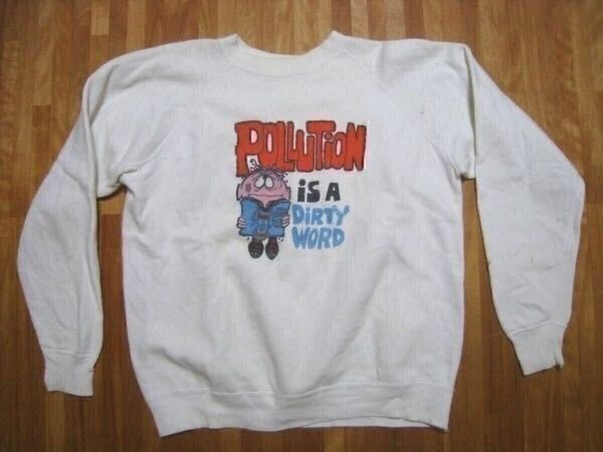 60S 60年代 ヴィンテージ ビンテージ スウェット スエット トレーナー 染み込み キャラクター モンスター メッセージ マルチ フロッキー拍卖