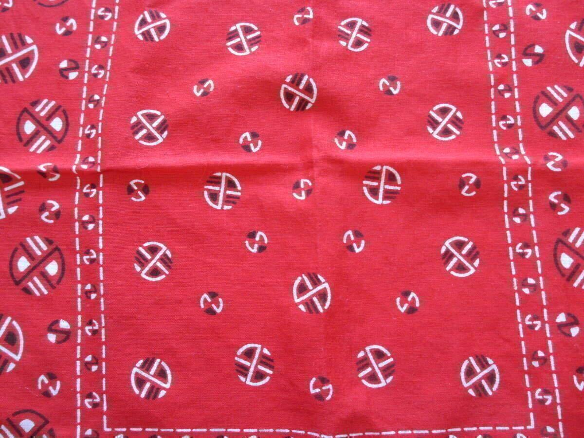 60S~70S 60年代~70年代 ヴィンテージ ビンテージ バンダナ 赤 インディアン 紋章 小紋 渦巻 クロス 十字架 ハンカチ ストラップ アメリカ拍卖