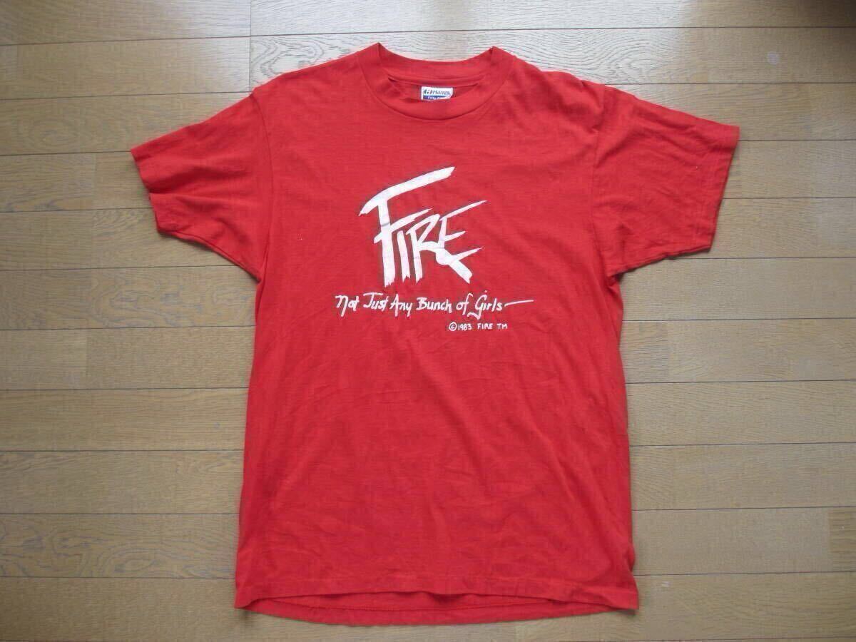 極美品 80S 80年代 ヴィンテージ ビンテージ ヘインズ Hanes プリント アメリカ製 83年 FIRE TM 70S 70年代 古着 アメカジ FIFTY 拍卖
