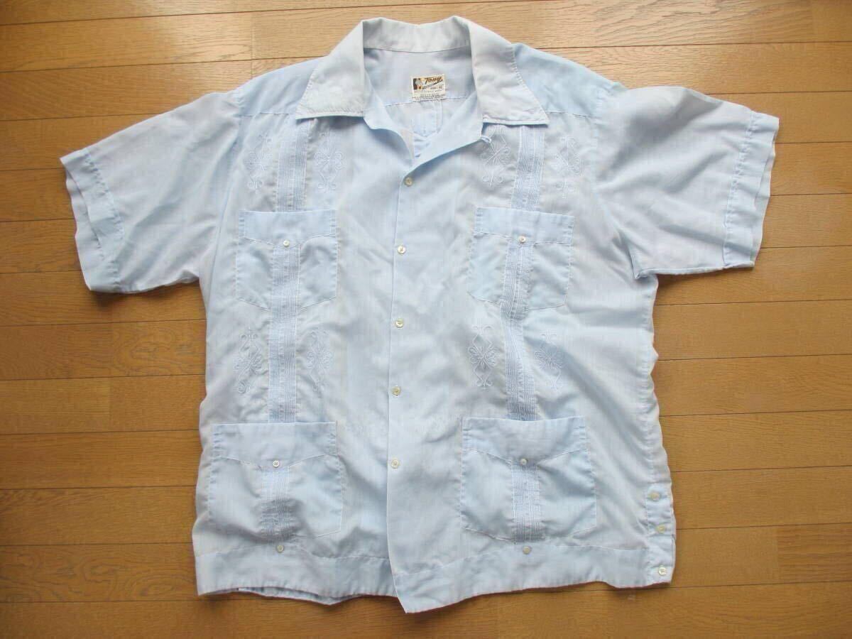70S~80S 70年代~80年代 ヴィンテージ ビンテージ メキシカン キューバシャツ ループ ボックス リゾート 装飾刺繍 リゾート 古着 VINTAGE 夏拍卖