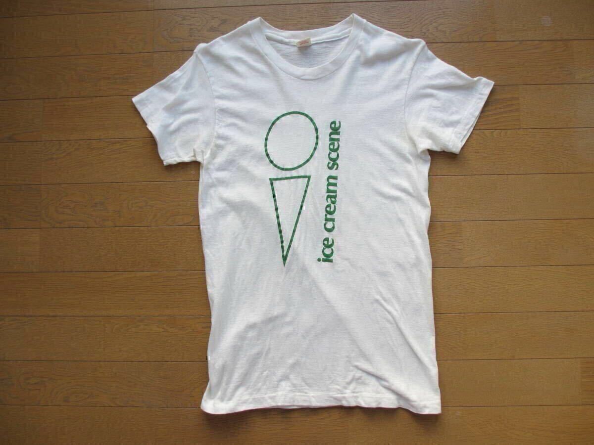70S 70年代 ヴィンテージ ビンテージ HANES ヘインズ アイスクリーム プリント デザイン 白 ホワイト 古着 企業 ラッセル チャンピオン 拍卖