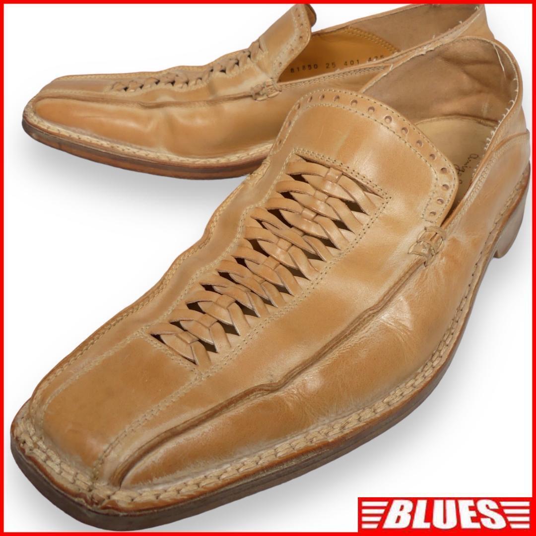 即決★italiano michel★25cm レザーローファー スリッポン メンズ 茶 キャメル 本革 ビジネスシューズ 本皮 スリッポン 革靴拍卖