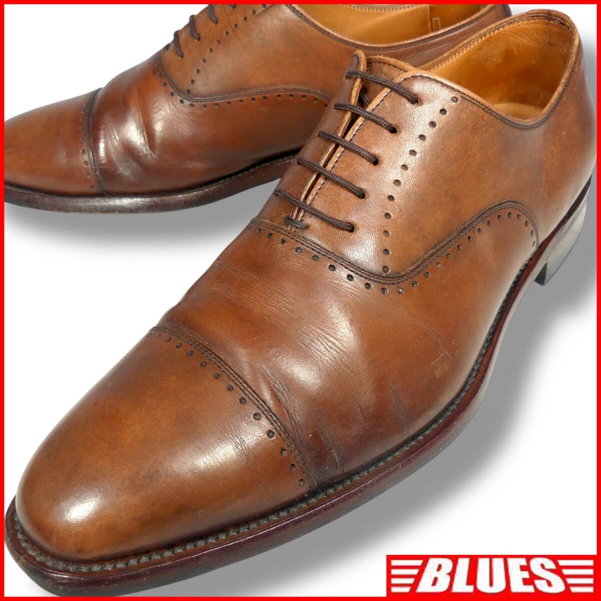 即決★SCOTCH GRAIN★25.5cm レザービジネスシューズ スコッチグレイン メンズ 茶 ストレートチップ 本革 レースアップ 内羽根 日本製拍卖