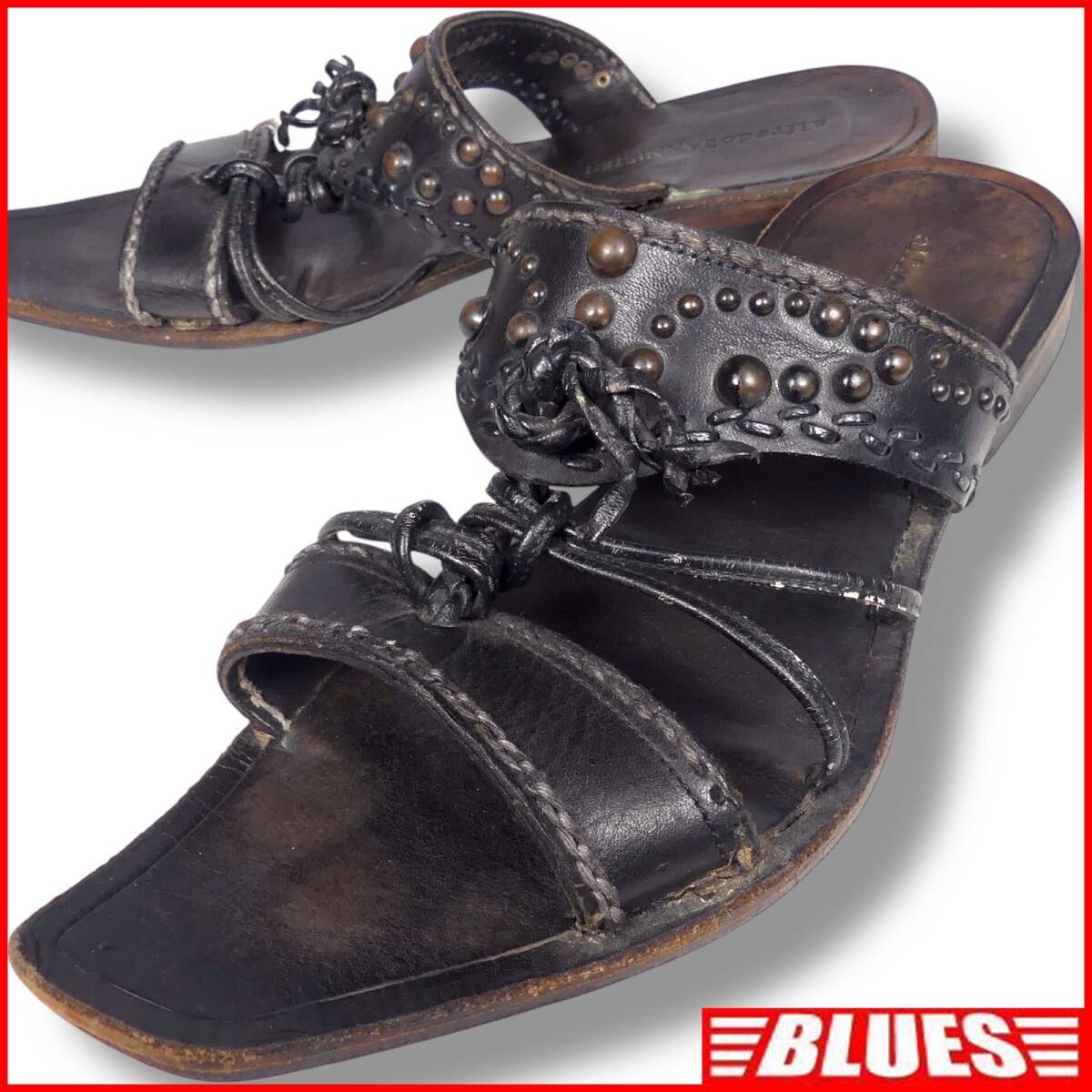 即決★alfredoBANNISTER★25.5cm レザーサンダル アルフレッドバニスター メンズ 41 本革 スリッパ 皮 ビーチサンダル スタッズ拍卖