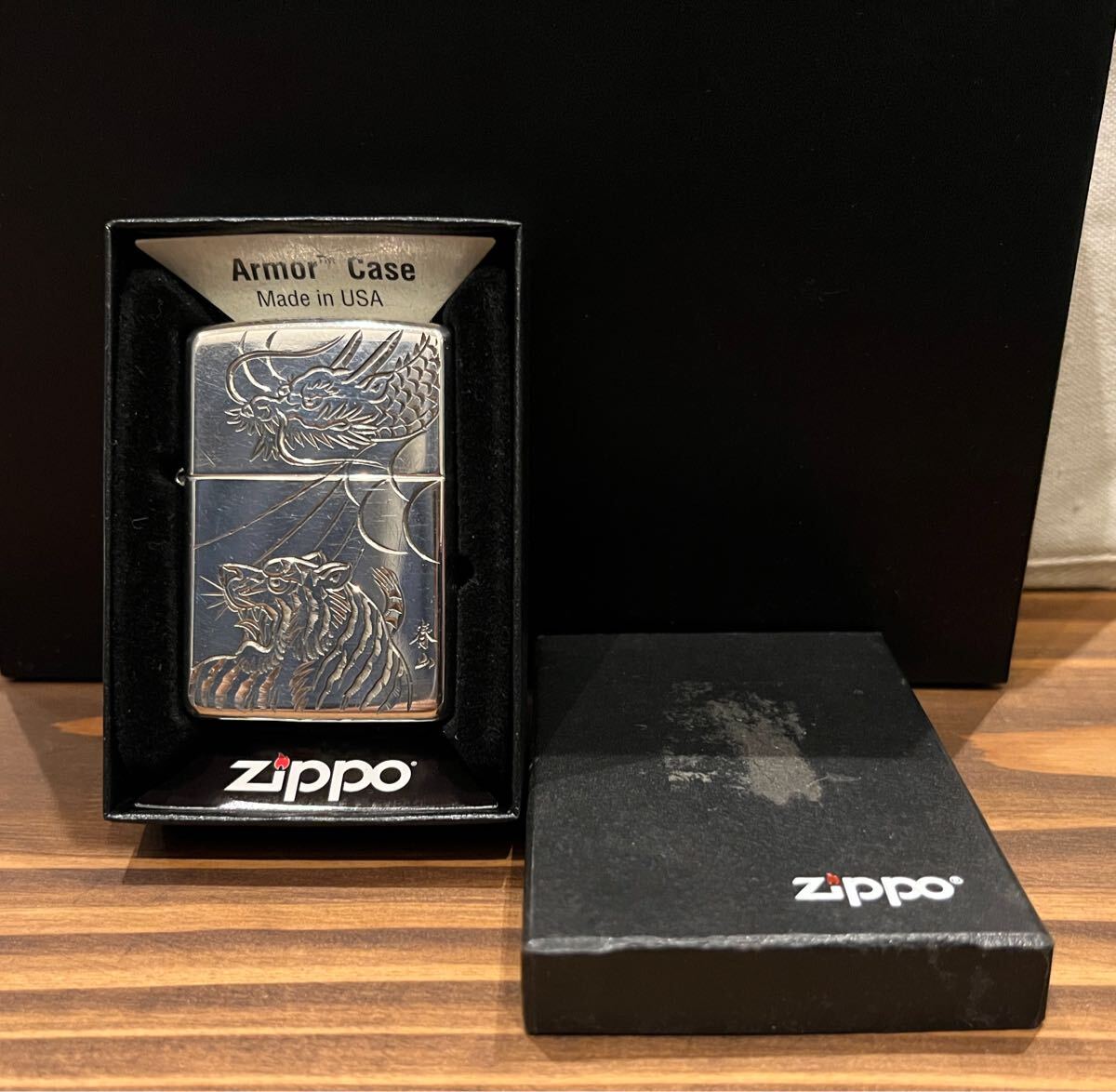 当時物 美品 / 純銀 スターリング STERLING SILVER zippo 春山 手彫り 加工 拍卖