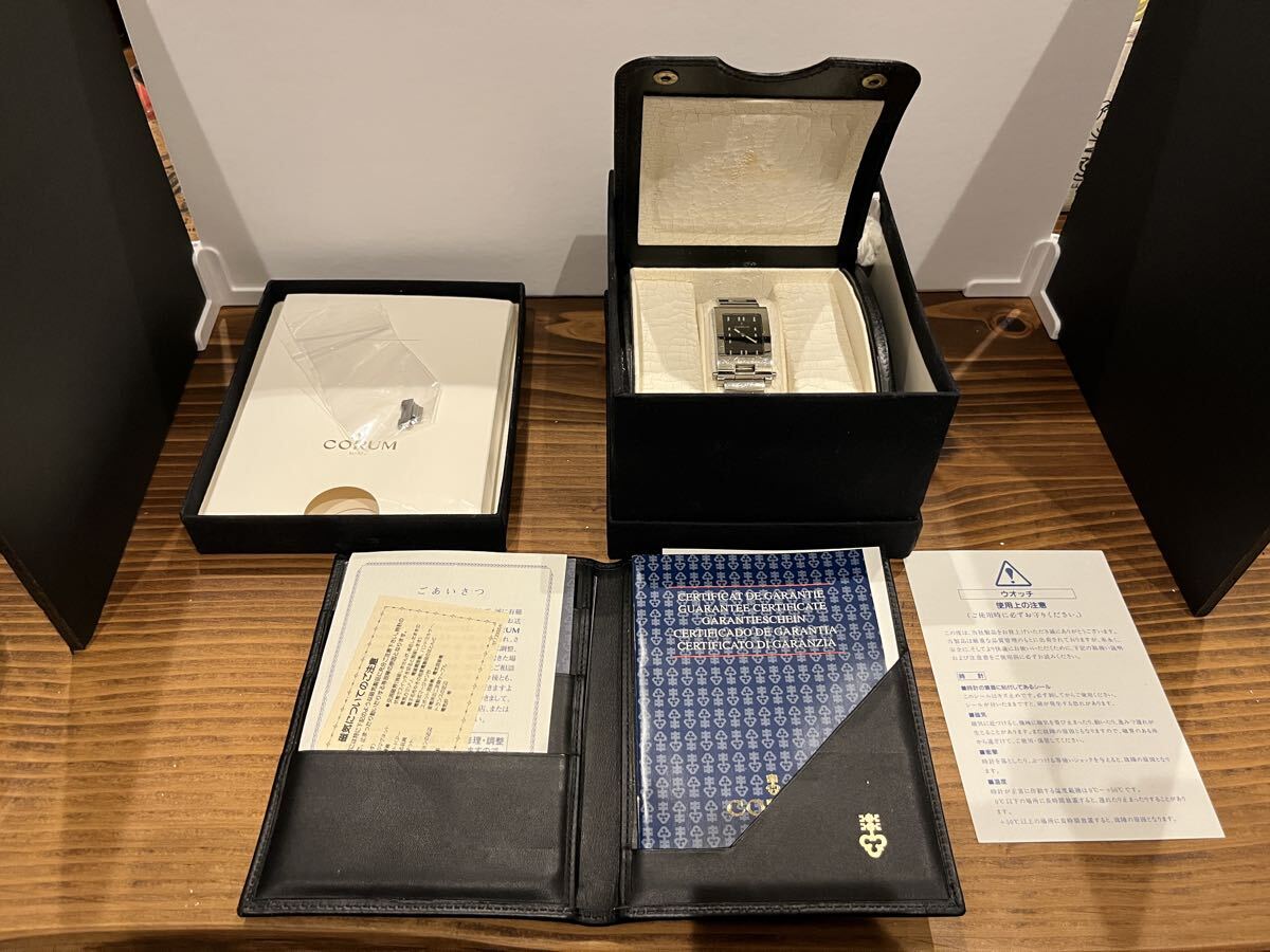 当時物 / CORUM コルム ダボガン 黒文字盤 64.151.20 V390 ケース 箱 付属品 余りコマ有り拍卖