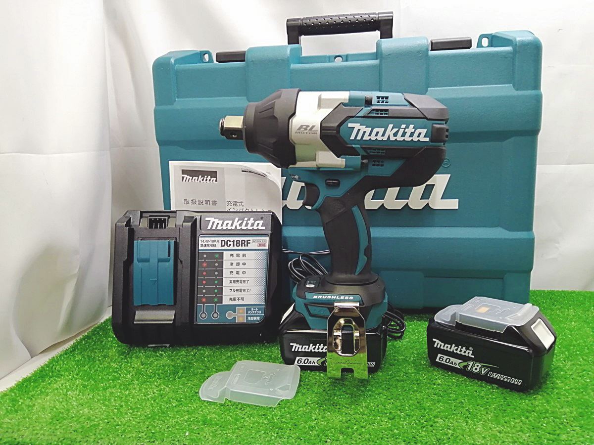 未使用品 makita 【大幅値下げ】 マキタ 18V 充電式 19mm インパクトレンチ 6.0Ahバッテリ―2個+充電器セット TW1001DRGX ①拍卖