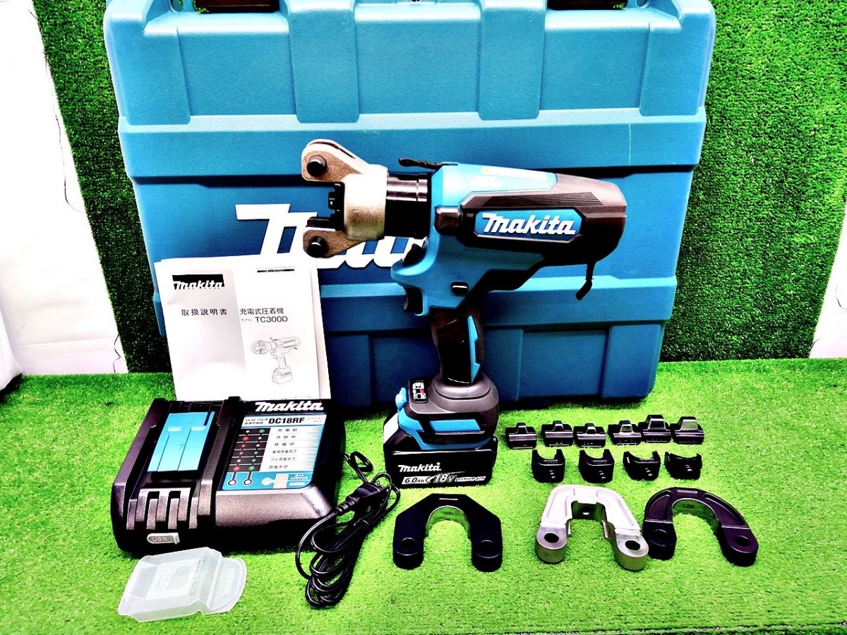 【同梱不可】 未使用品 makita マキタ 18V 充電式圧着機 6.0Ahバッテリ×1付 TC300DRG拍卖