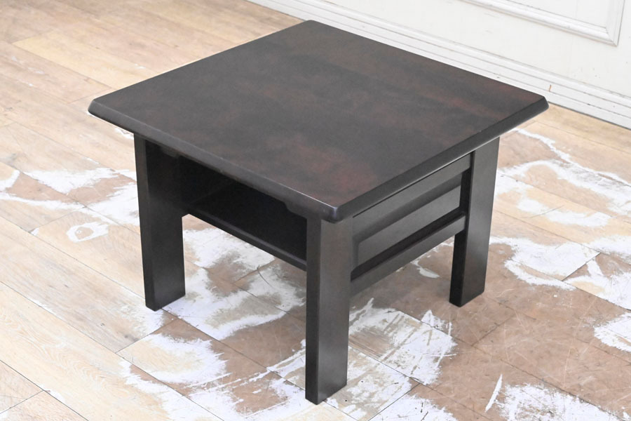 AH03 飛騨産業販売 北海道民芸家具 樺無垢 サイドテーブル 飾り台 花台 置台 盆栽台 多目的 応接机 ソファテーブル オブジェ台拍卖