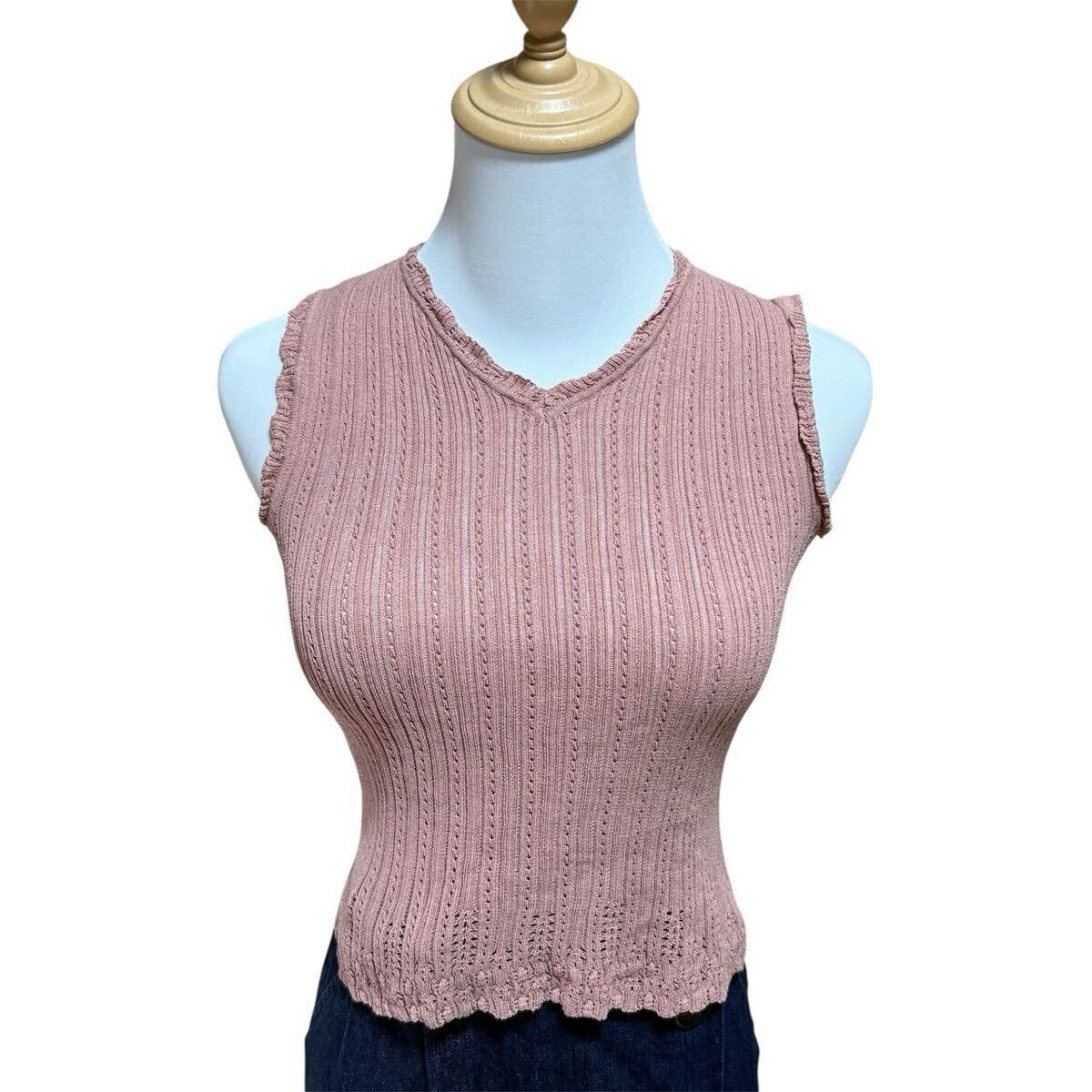 【希少・極美品】Christian Dior クリスチャンディオール ガリアーノ期 タンクトップ ノースリーブ トップス レース ピンクベージュ S相当拍卖