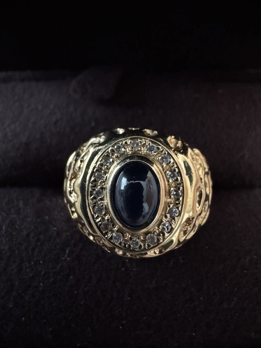 中古美品 18金 サファイアリング メレダイヤ 14g 21号拍卖