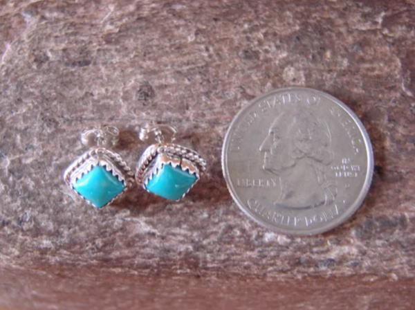 【限定】アンティーク925シルバー ターコイズ スクエアピアス S925拍卖