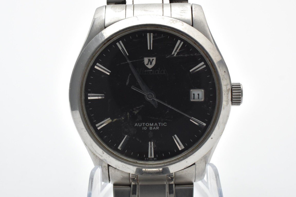 Nivada AUTOMATIC ニバダ 自動巻き ラウンド 腕時計 メンズ 3針 デイト ブラック シルバー N024M拍卖