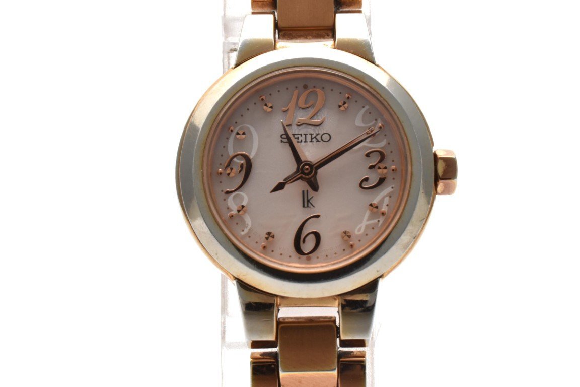稼働品 セイコー ルキア V117-0DH0 ゴールド ピンク 3針 ステンレス ソーラー SOLAR レディース 腕時計 SEIKO LUKIA拍卖