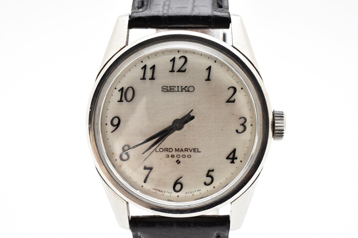 稼働品 SEIKO セイコー 5740-8000 円形 ラウンド 銀 シルバー Silver メンズ 腕時計 3針 銀文字盤 手巻き拍卖