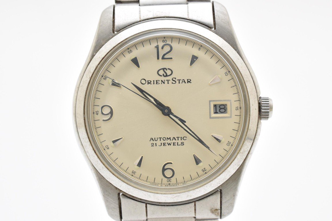 ORIENT STAR オリエントスター 腕時計 メンズ 自動巻き シルバー シルバー文字盤 デイト 3針 オートマチック 21ジュエル拍卖