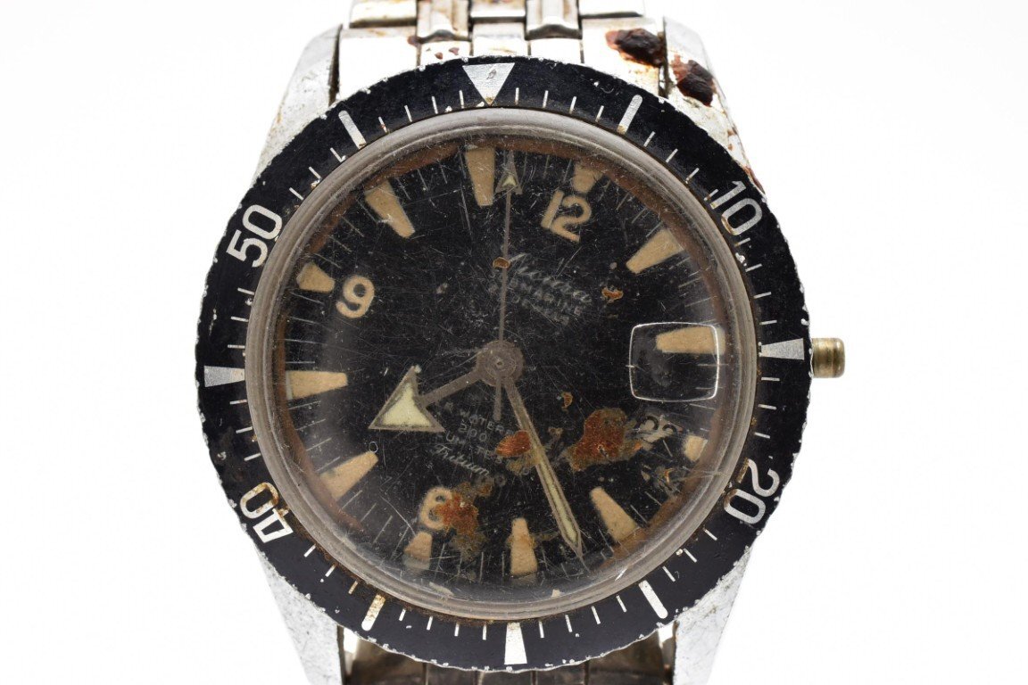 Sicura Submarine 円形 ラウンド 銀 シルバー Silver メンズ 腕時計 3針 デイト 黒文字盤 手巻き拍卖