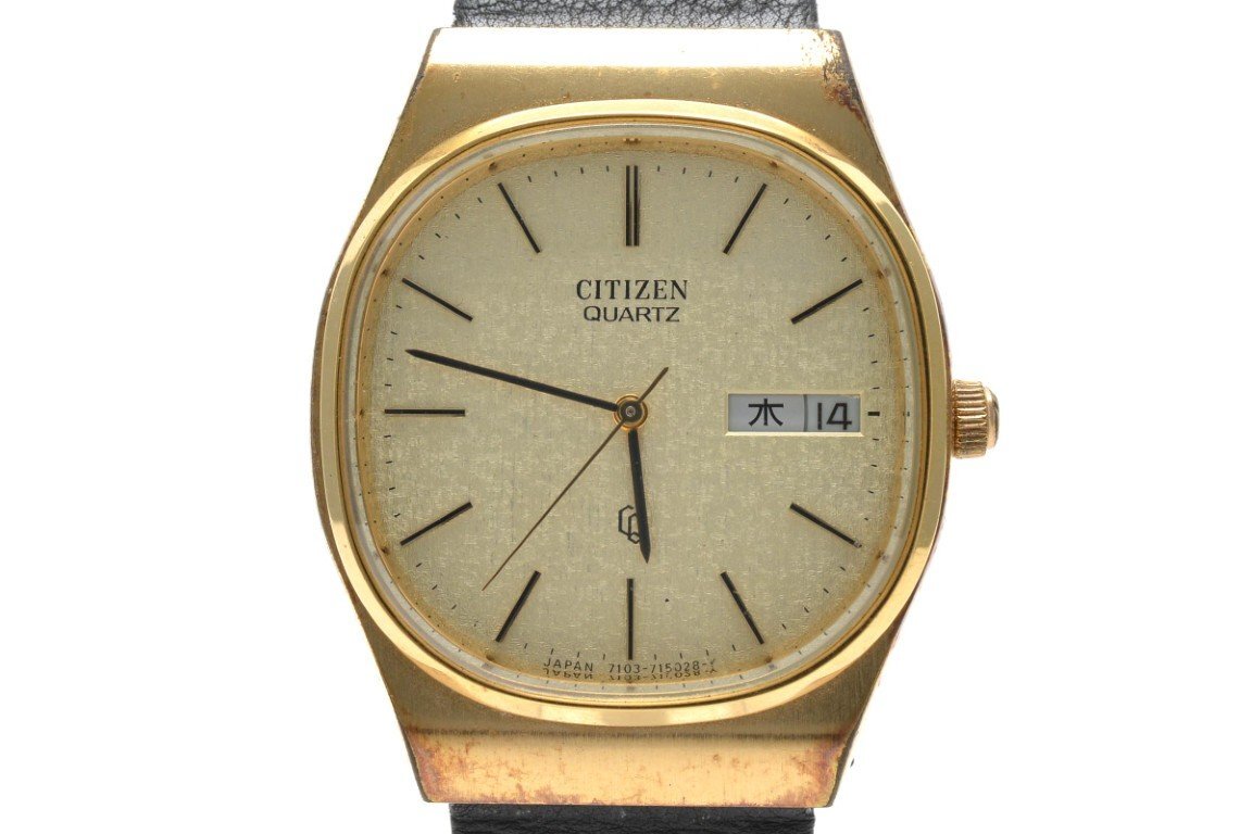 CITIZEN シチズン 4-712021Y ゴールド スクワークル 金文字盤 3針 デイデイト レディース クォーツ 腕時計拍卖