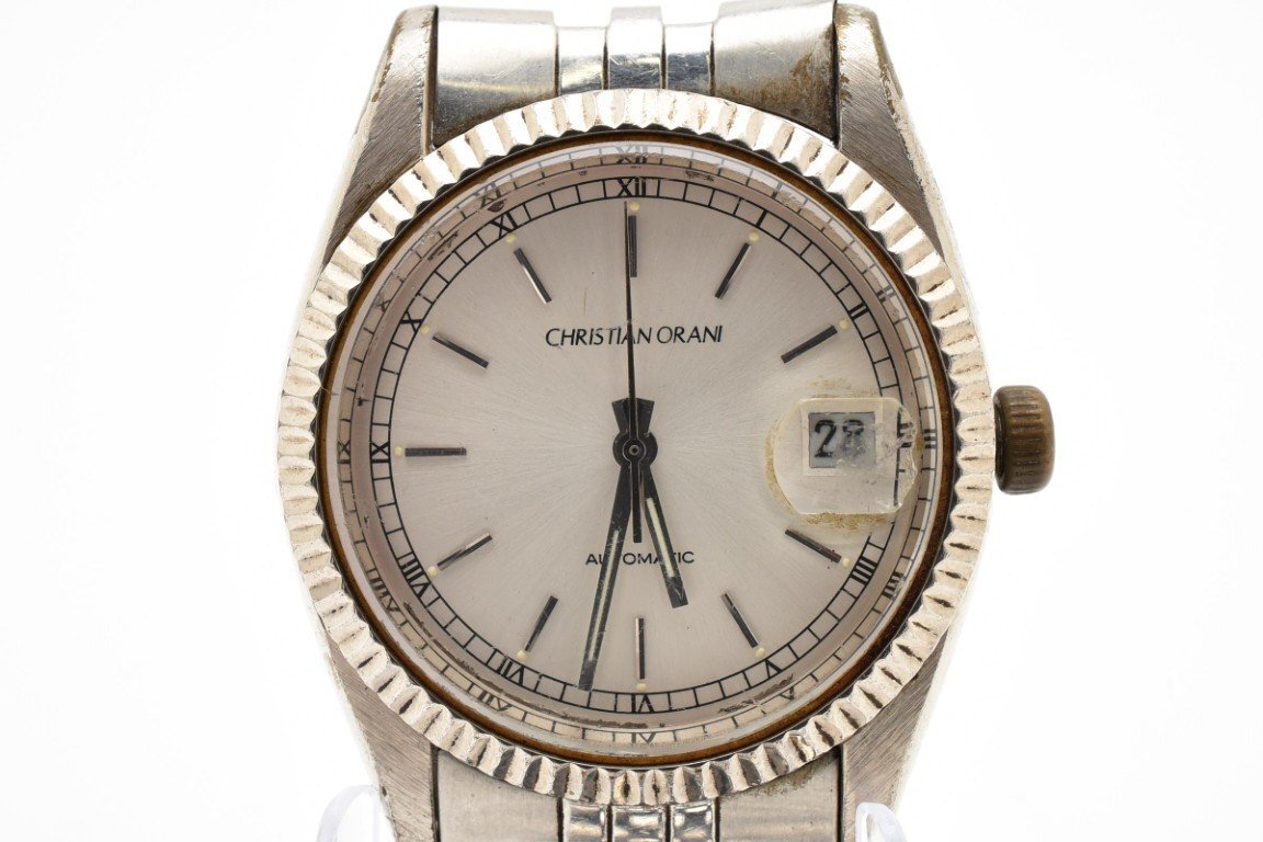 CHRISTIAN ORANI クリスチャンオラーニ 8065 円形 ラウンド 銀 シルバー Silver メンズ 腕時計 3針 デイト 自動巻き拍卖