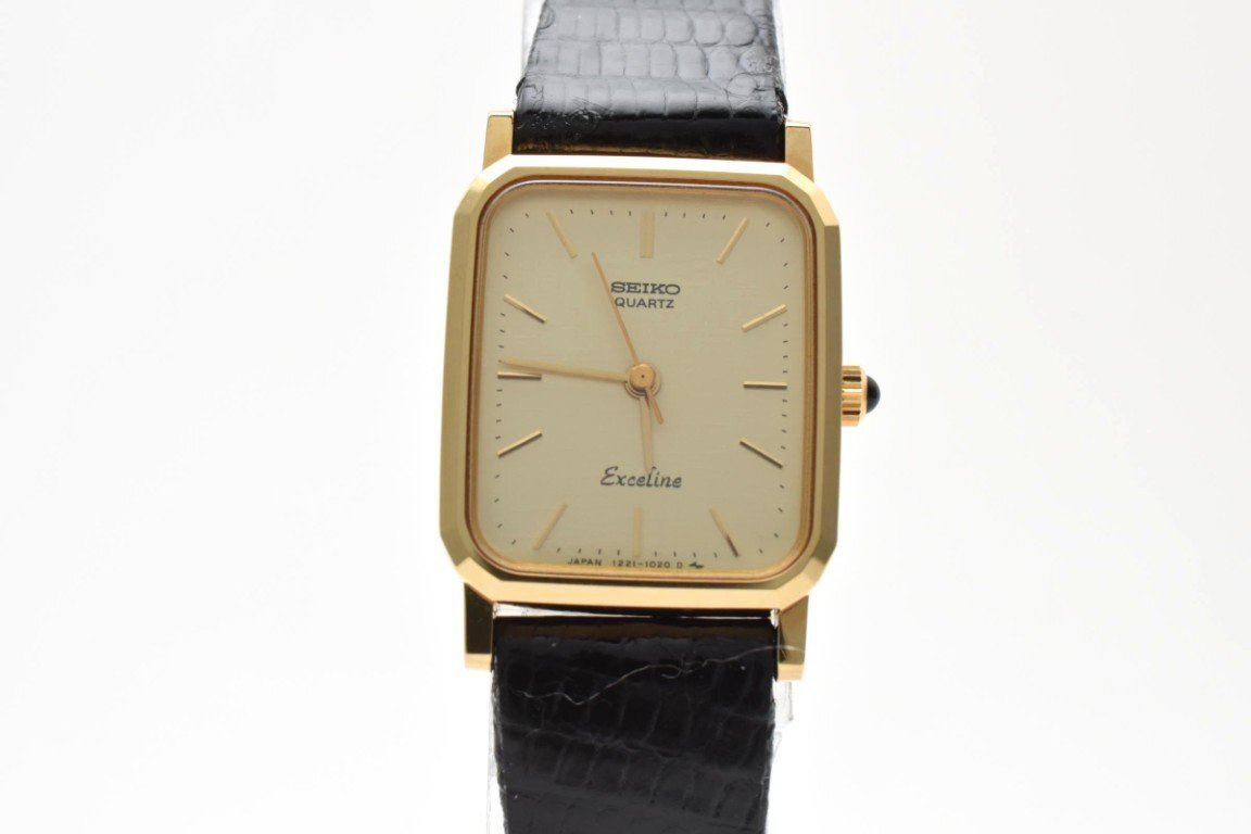 SEIKO セイコー exceline エクセリーヌ 1221-5720 ゴールド スクワークル 金文字盤 3針 レディース クォーツ 腕時計拍卖
