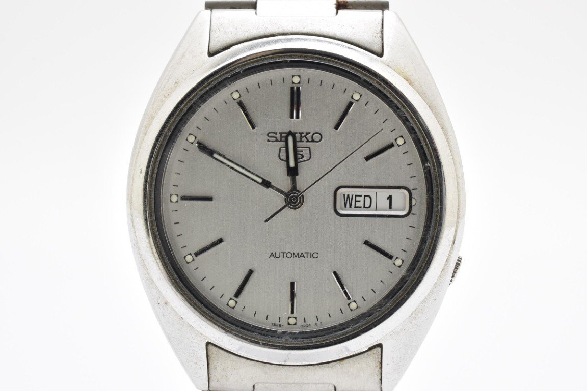 SEIKO セイコー5 腕時計 メンズ オートマチック 自動巻き シルバー文字盤 シルバー デイデイト 3針 7S26-0480拍卖