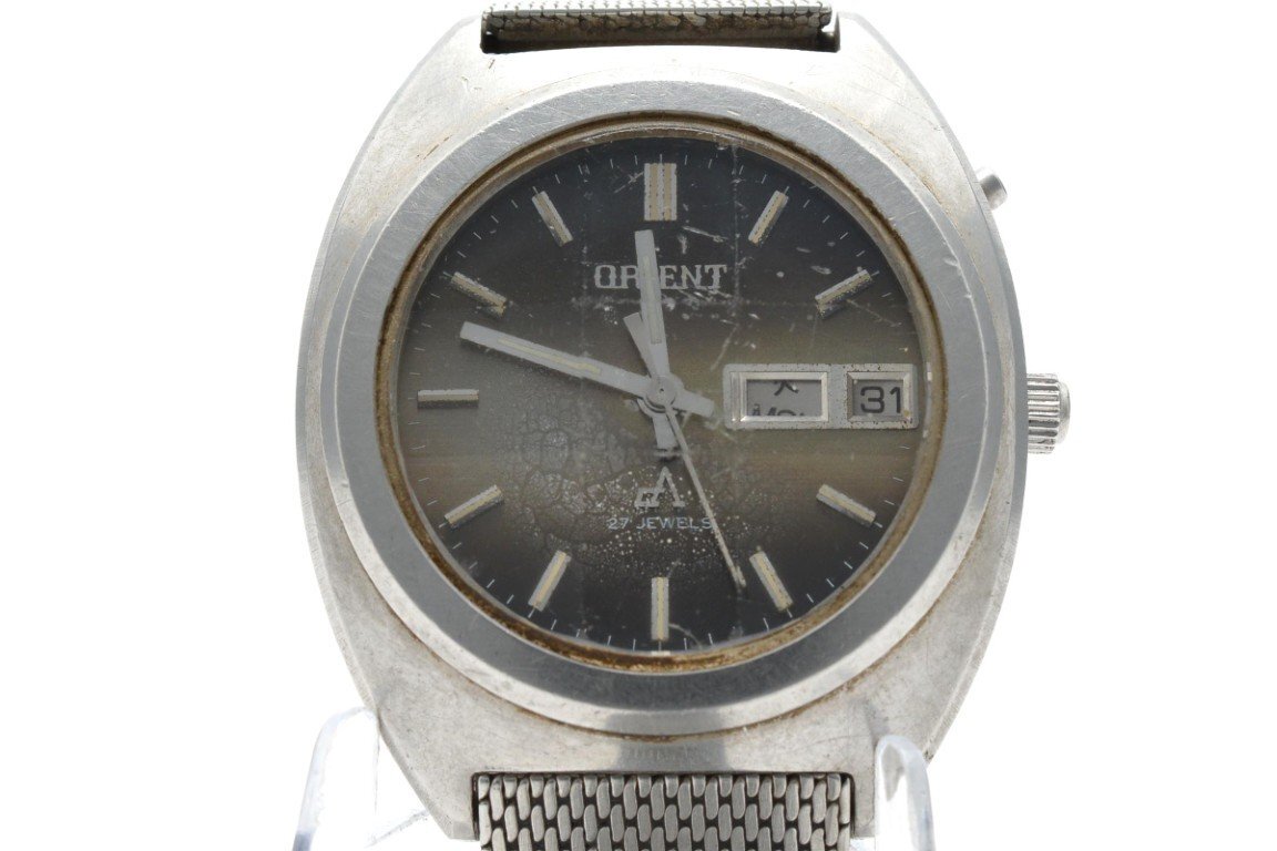 ORIENT オリエント F429-21652 円形 ラウンド 銀 シルバー Silver レディース 腕時計 3針 デイデイト ブラウン文字盤 自動巻き拍卖