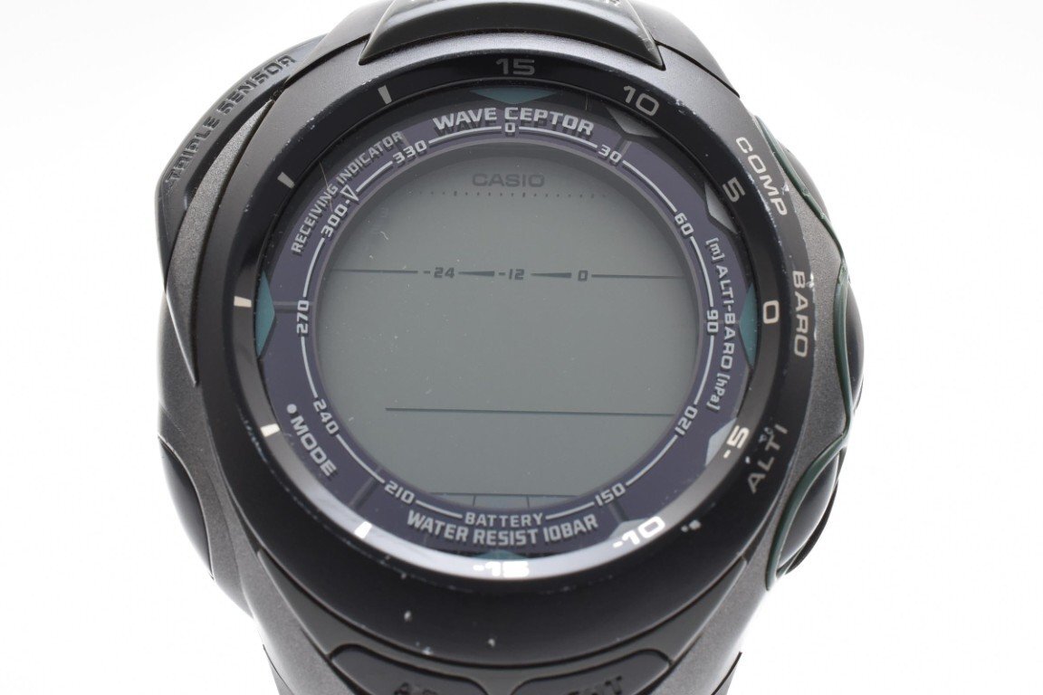 CASIO カシオ 腕時計 メンズ クォーツ式 ブラック アナログ デジタル ウェーブセプター 10気圧防水 PRW-1200J拍卖