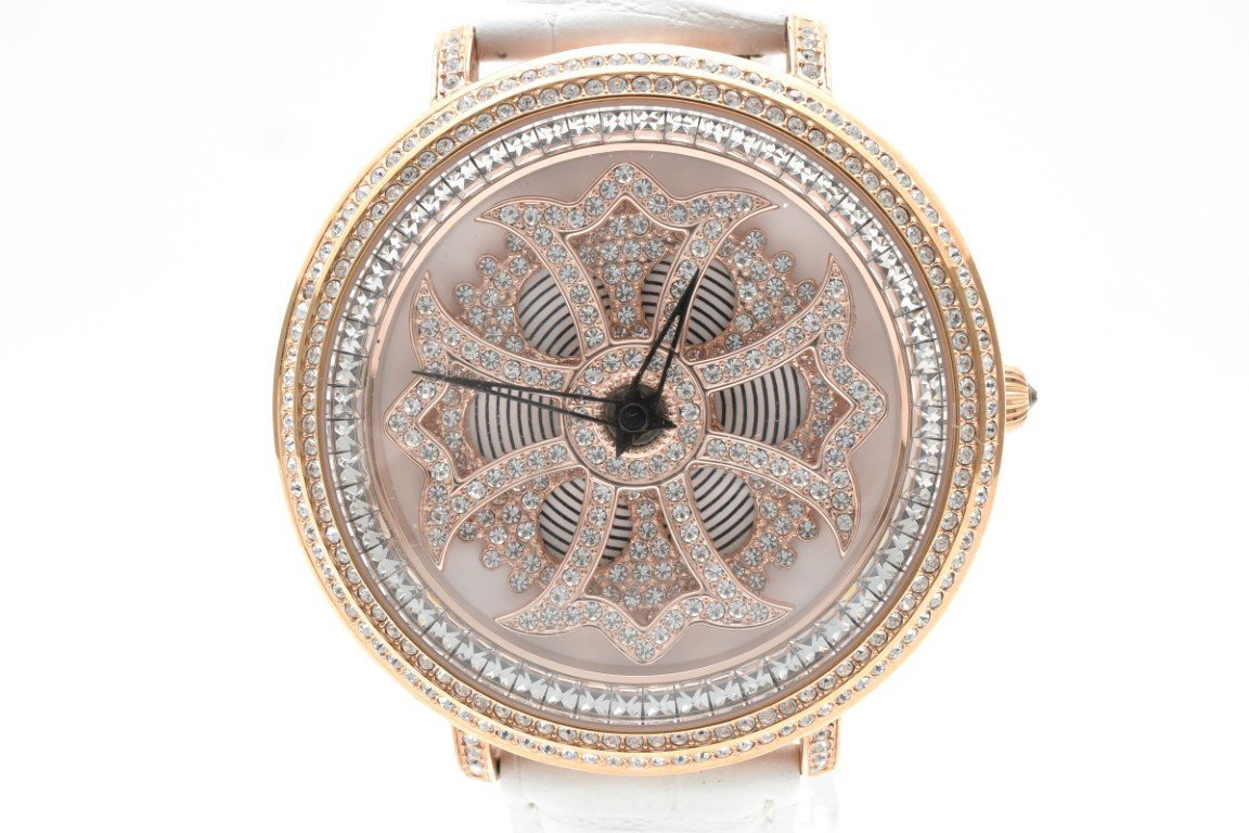 AnneCoquine アンコキーヌ ゴールド ラウンド レザーベルト ジュエルウォッチ 2針 レディース クォーツ 腕時計拍卖