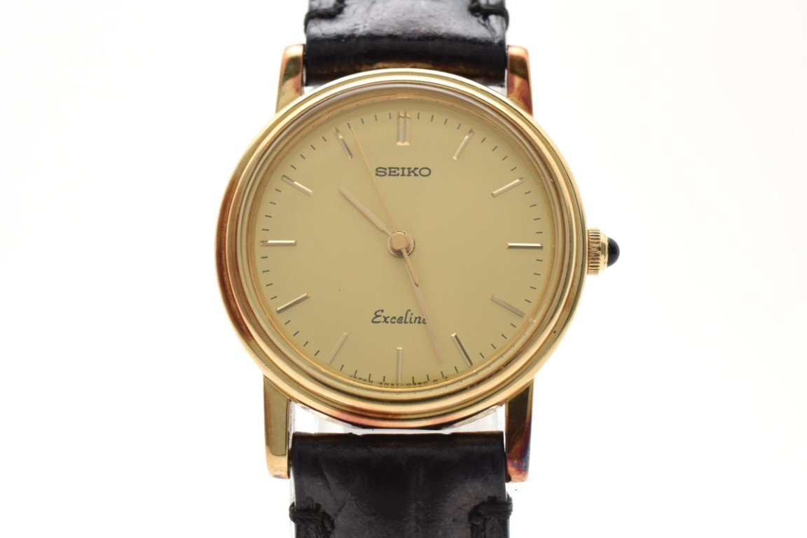 SEIKO セイコー Exceline エクセリーヌ 腕時計 レディース クォーツ式 ラウンド ゴールド文字盤 ゴールド 3針 4N21-0180拍卖