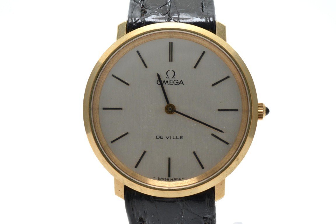 OMEGA オメガ DE VILLE デビル ゴールド ラウンド 銀文字盤 レザーベルト 2針 レディース 腕時計 手巻き拍卖