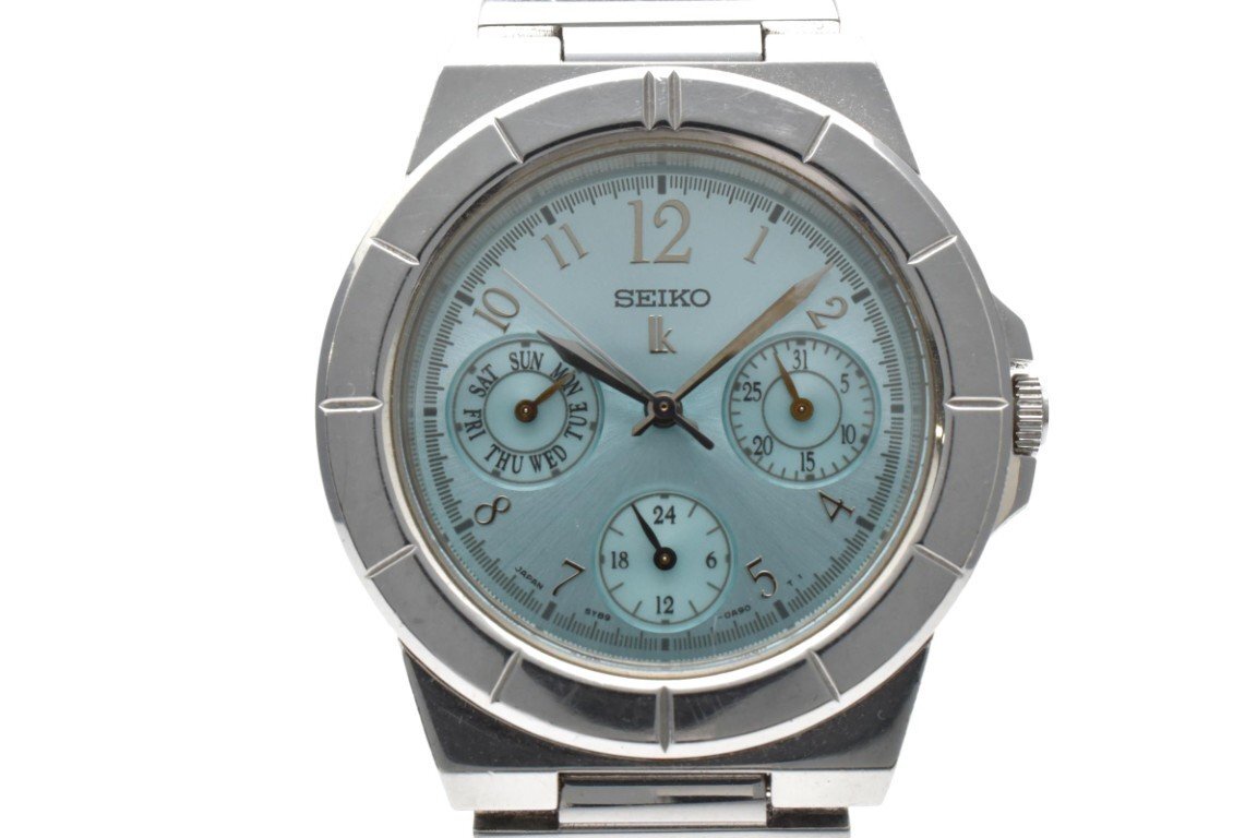 セイコー ルキア 5Y89-0B30 アイスブルー 3針 カレンダー ステンレス クォーツ QUARTZ レディース 腕時計 SEIKO LUKIA拍卖